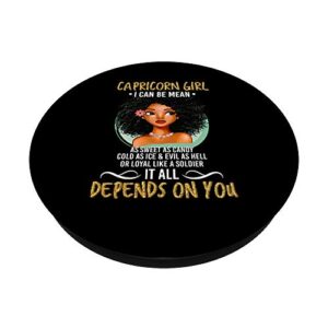 Yellow Fonts Capricorn Zodiac for Afro-American Girl PopSockets Grip and Stand for Phones and Tablets