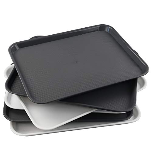 Waikhomes 6 Packs Fast Food Serving Tray, Plastic Breakfast Serving Trays, Rectangle Non Slip Tray