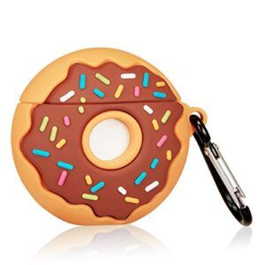 jowhep case for airpod pro 2019/pro 2 gen 2022 cartoon cute silicone cover with keychain fashion funny soft skin for air pods pro girls women boys kawaii shell fun cases for airpods pro brown donuts
