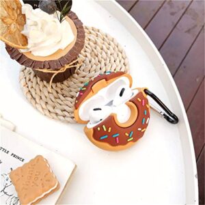 Jowhep Case for AirPod Pro 2019/Pro 2 Gen 2022 Cartoon Cute Silicone Cover with Keychain Fashion Funny Soft Skin for Air Pods Pro Girls Women Boys Kawaii Shell Fun Cases for AirPods Pro Brown Donuts