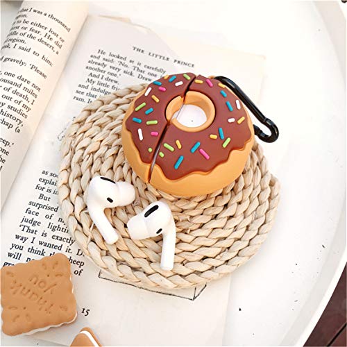 Jowhep Case for AirPod Pro 2019/Pro 2 Gen 2022 Cartoon Cute Silicone Cover with Keychain Fashion Funny Soft Skin for Air Pods Pro Girls Women Boys Kawaii Shell Fun Cases for AirPods Pro Brown Donuts