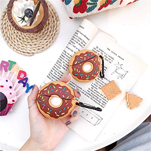 Jowhep Case for AirPod Pro 2019/Pro 2 Gen 2022 Cartoon Cute Silicone Cover with Keychain Fashion Funny Soft Skin for Air Pods Pro Girls Women Boys Kawaii Shell Fun Cases for AirPods Pro Brown Donuts