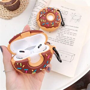 Jowhep Case for AirPod Pro 2019/Pro 2 Gen 2022 Cartoon Cute Silicone Cover with Keychain Fashion Funny Soft Skin for Air Pods Pro Girls Women Boys Kawaii Shell Fun Cases for AirPods Pro Brown Donuts