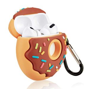 Jowhep Case for AirPod Pro 2019/Pro 2 Gen 2022 Cartoon Cute Silicone Cover with Keychain Fashion Funny Soft Skin for Air Pods Pro Girls Women Boys Kawaii Shell Fun Cases for AirPods Pro Brown Donuts