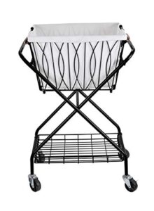 artesa verona collapsible laundry cart with basket, black