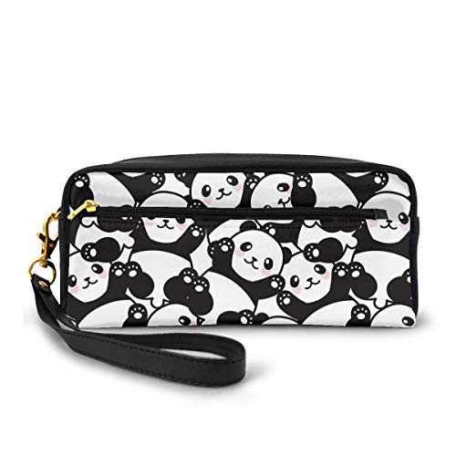 Cute Panda Cosmetic Bag for Women, PU Makeup Bag with Handle Strap Travel Waterproof Toiletry Bag Pencil Case