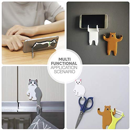 Animal Decorative Cute Wall Hooks – Pack of 4 Adhesive Hangers – Extremely Durable & Functional – Self-Adhesive Hooks – Waterproof and Reusable – No Drilling Nailless – Hooks for Hanging