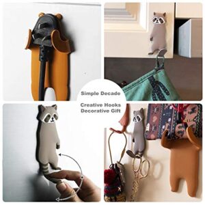 Animal Decorative Cute Wall Hooks – Pack of 4 Adhesive Hangers – Extremely Durable & Functional – Self-Adhesive Hooks – Waterproof and Reusable – No Drilling Nailless – Hooks for Hanging