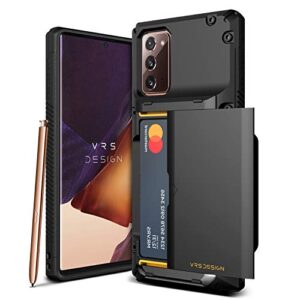 vrs design damda glide pro for galaxy note 20, with [4 cards] [semi auto] premium sturdy credit card slot wallet for samsung galaxy note 20 5g case 6.7 inch(2020) black