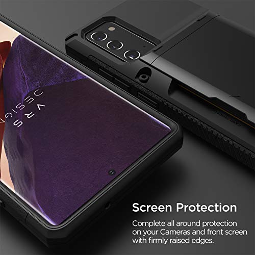 VRS DESIGN Damda Glide Pro for Galaxy Note 20, with [4 Cards] [Semi Auto] Premium Sturdy Credit Card Slot Wallet for Samsung Galaxy Note 20 5G Case 6.7 inch(2020) Black