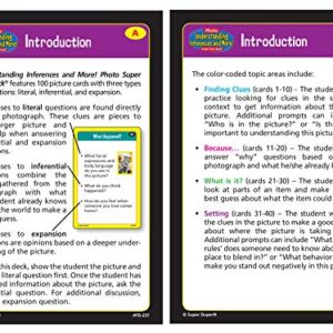 Super Duper Publications | Photo Understanding Inferences and More! Super Fun Deck | Critical Thinking Flash Cards | Great for Autistic Children | Ask Literal, Inferential, or Expansion Questions