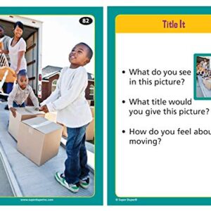 Super Duper Publications | Photo Understanding Inferences and More! Super Fun Deck | Critical Thinking Flash Cards | Great for Autistic Children | Ask Literal, Inferential, or Expansion Questions