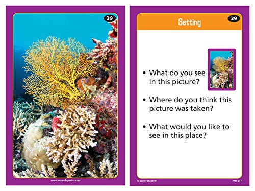 Super Duper Publications | Photo Understanding Inferences and More! Super Fun Deck | Critical Thinking Flash Cards | Great for Autistic Children | Ask Literal, Inferential, or Expansion Questions