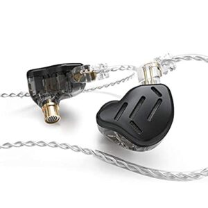 linsoul kz zax 1dd+7ba hybrid driver hifi in-ear earphones with zin alloy shell, detachable 2 pin 0.75mm ofc cable(without mic, black)