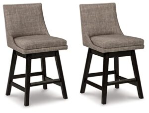 signature design by ashley tallenger 25" upholstered swivel counter height barstool, 2 count, light gray