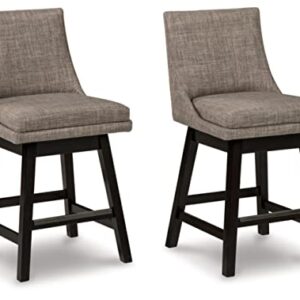 Signature Design by Ashley Tallenger 25" Upholstered Swivel Counter Height Barstool, 2 Count, Light Gray