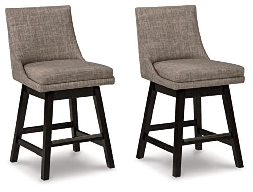 Signature Design by Ashley Tallenger 25" Upholstered Swivel Counter Height Barstool, 2 Count, Light Gray