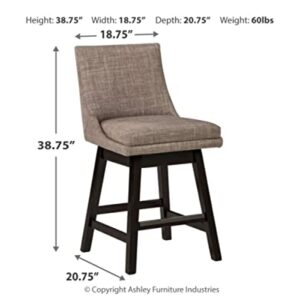 Signature Design by Ashley Tallenger 25" Upholstered Swivel Counter Height Barstool, 2 Count, Light Gray