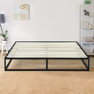 primasleep 9 inch dura metal platform bed frame-wooden steel slat support/underbed storage space, queen, black
