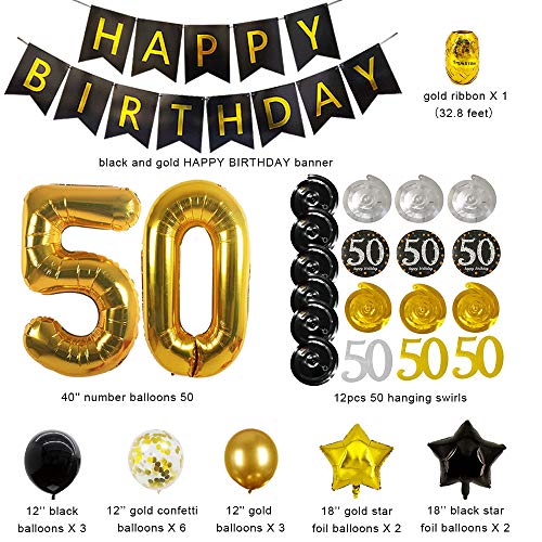 50th Birthday Decorations for Men Women 50th Birthday Party Decor 50 Years Old Birthday Decorations Balloons Over The Hill Party Supplies 50th