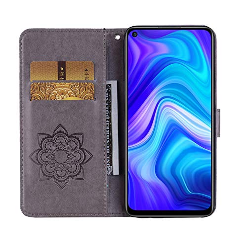 LEMAXELERS Redmi Note 9 Case Owl Pattern Glitter Sparkly Gems Shockproof PU Leather Wallet Cover Flip Stand Card Slots Magnetic Silicone Bumper Folio Case for Xiaomi Redmi Note 9 Gray YK