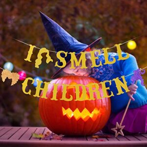 I Smell Children Banner Gold - Hocus Pocus Halloween Party Decorations I Smell Children Sign Decorations Hocus Pocus Decorations for Kids Halloween Decor