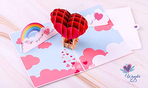 Wonder3D Pop Up Card for Valentines Day Pop Up Card, Valentines Day 3D Card, Happy Birthday, Happy Anniversary, Thank You, Get Well, Thinking of you, Anniversary card for her