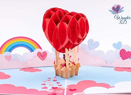 Wonder3D Pop Up Card for Valentines Day Pop Up Card, Valentines Day 3D Card, Happy Birthday, Happy Anniversary, Thank You, Get Well, Thinking of you, Anniversary card for her