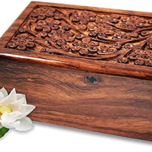 SMIURNS Wooden Urn - Rosewood Design Urns in Different Sizes- Small urns with Ashes Keepsake -Beautiful urns for Human Ashes Adult Male and Female- Casket and Decorative Urns Wooden Box (Large)