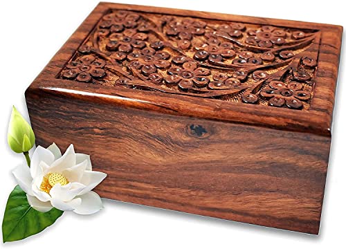 SMIURNS Wooden Urn - Rosewood Design Urns in Different Sizes- Small urns with Ashes Keepsake -Beautiful urns for Human Ashes Adult Male and Female- Casket and Decorative Urns Wooden Box (Large)