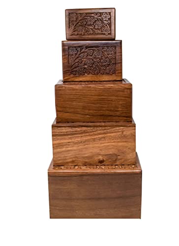 SMIURNS Wooden Urn - Rosewood Design Urns in Different Sizes- Small urns with Ashes Keepsake -Beautiful urns for Human Ashes Adult Male and Female- Casket and Decorative Urns Wooden Box (Large)