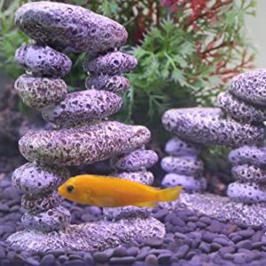 AQUA KT Aquarium Landscape Cobblestone Stacked Stones for Cichlid Fish Hiding Betta Hideout Tank Decoration, Pack of 2