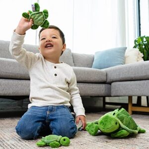 PREXTEX Plush Turtle Toys Stuffed Animal w/ 3 Turtle Baby Stuffed Animals - Big Turtle Zippers 3 Little Plush Baby Turtles - Turtle Plush Toys for Kids 3-5 - Turtle Toy - Great Gift for Turtle Lovers