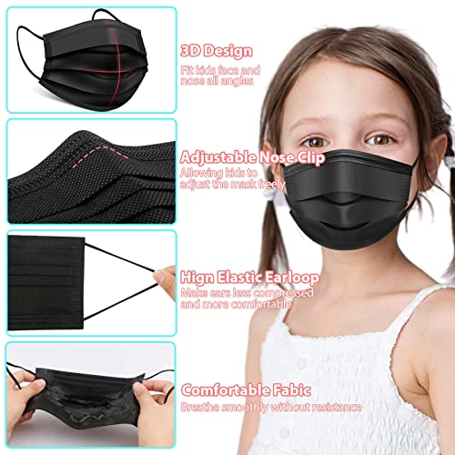 Kids Disposable Face Masks, 100 Pcs Childrens Disposable Face Mask, Disposable Kids Face Masks for Kids Boys Girls