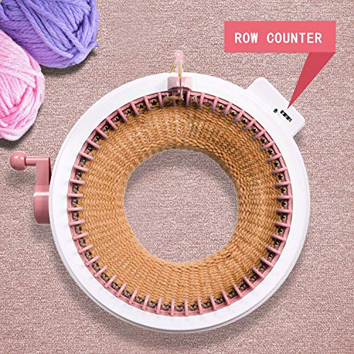 FYGAIN 48 Needles Knitting Machines with Row Counter, Smart Knitting Round Loom for Adults/Kids, Knitting Board Rotating Double Knit Loom Machine Kits