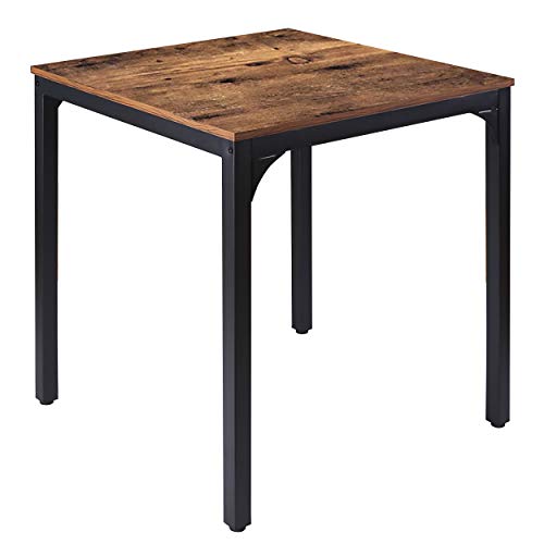 MUPATER Square Industrial Kitchen Dining Table for Small Spaces, Dining Table Desk with Stable Metal Sturdy Construction, 27.6''W x 27.6''L x 29.5''H, Rustic Brown