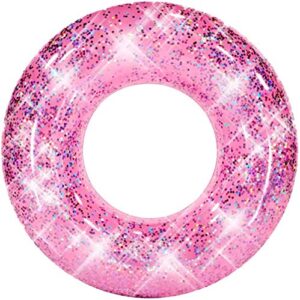 vermo pink glitter swim ring for pool beach lake glitter pool inflatable swim tube glitter swim ring for kids, adults glitter pool floating tube inflatable pool float glitter pool ring (48 inch)