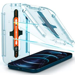 spigen tempered glass screen protector [glastr ez fit] designed for iphone 12 pro max (2020) [6.7 inch] [case friendly] - 2 pack