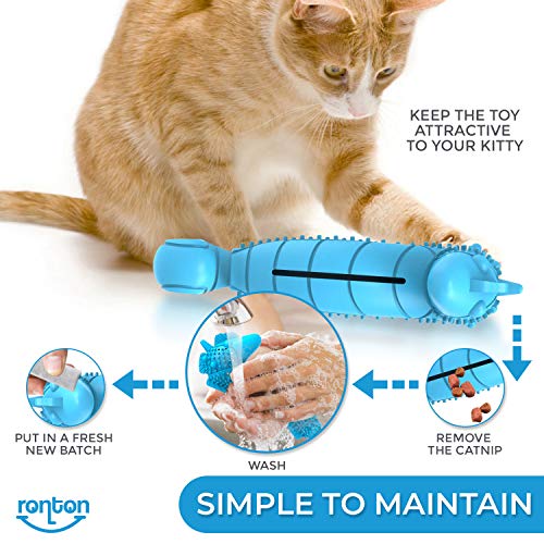 Ronton Cat Toothbrush Catnip Toy - Durable Hard Rubber - Cat Dental Care, Cat Interactive Toothbrush Chew Toy (1Pack-Seahorse)