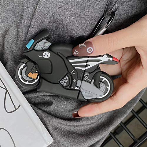 iFunny Case for Airpods Case,Airpods 2 Case,3D Cartoon Cool Motorcycle Airpod Design Man Boys Kids Shockproof Keychain Protective Soft Silicone Case for Airpods 1 & 2 Charging Case (Motorcycle)