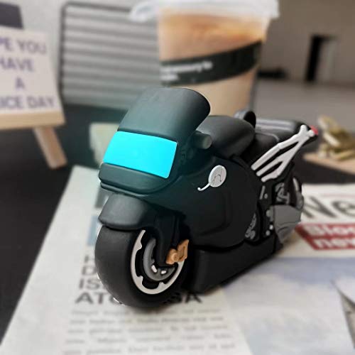 iFunny Case for Airpods Case,Airpods 2 Case,3D Cartoon Cool Motorcycle Airpod Design Man Boys Kids Shockproof Keychain Protective Soft Silicone Case for Airpods 1 & 2 Charging Case (Motorcycle)