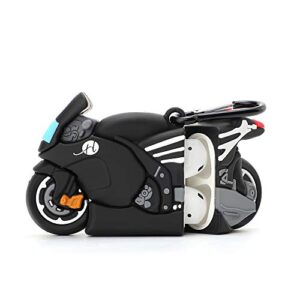 iFunny Case for Airpods Case,Airpods 2 Case,3D Cartoon Cool Motorcycle Airpod Design Man Boys Kids Shockproof Keychain Protective Soft Silicone Case for Airpods 1 & 2 Charging Case (Motorcycle)