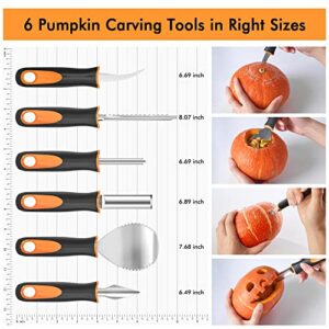 25 PCS Halloween Pumpkin Carving Kit, Shuttle Art 15 PCS Professional Premium Quality Stainless Steel Pumpkin Carving Tools with 10 Pumpkin Stencils Carrying Case for Kids Adults Sculpting and Carving