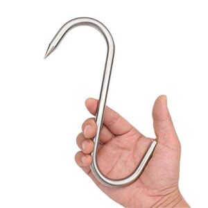 alele 8 inch meat hook 10mm heavy duty stainless steel butcher hooks for hanging beef (meat hook 10mm 8inch 4p)