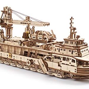 UGEARS 3D Puzzles Research Vessel - DIY Model Ship 3D Idea - Unique and Creative Wooden Mechanical Models - Self Assembly Woodcraft Construction Kits