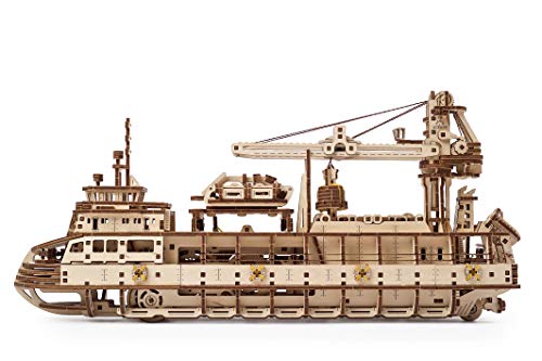 UGEARS 3D Puzzles Research Vessel - DIY Model Ship 3D Idea - Unique and Creative Wooden Mechanical Models - Self Assembly Woodcraft Construction Kits