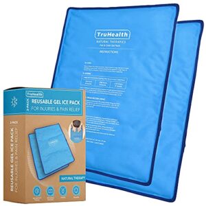 truhealth extra large ice pack for injury (2-pack) - fsa hsa approved hot & cold gel ice pack - reusable ice packs pads & therapy compress
