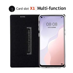 LUSHENG Huawei P40 Lite 5G/Nova 7 SE Case, Magnetic Flip Wallet Book Style PU Leather Protective Case Cover with Card Slots and Stand Function for Huawei P40 Lite 5G/Nova 7 SE - Black