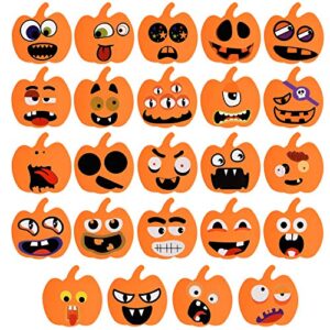 48 Pieces Halloween Pumpkin Craft Kit Include 24 Pieces Blank Foam Pumpkin Craft and 24 Pieces Pumpkin Stickers Halloween Craft Stickers for Halloween Kids Party Decorations