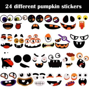 48 Pieces Halloween Pumpkin Craft Kit Include 24 Pieces Blank Foam Pumpkin Craft and 24 Pieces Pumpkin Stickers Halloween Craft Stickers for Halloween Kids Party Decorations